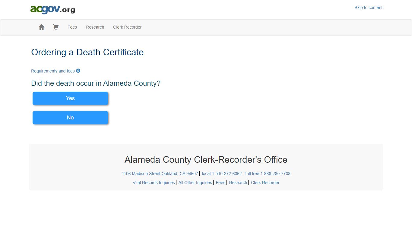 Death Certificate - Alameda County, California