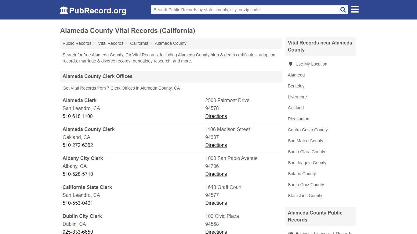 Free Alameda County Vital Records (California Vital Records)