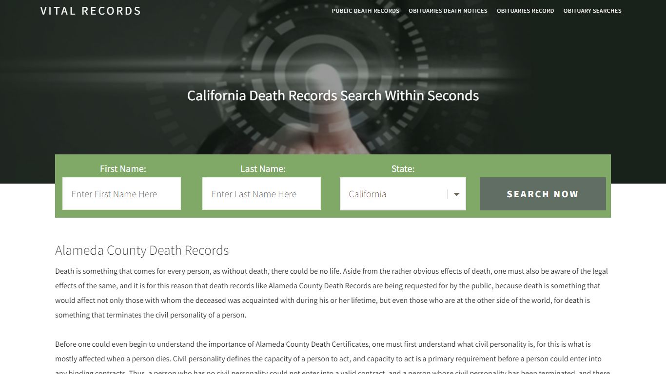 Alameda County Death Records |Enter Name and Search|14 ...